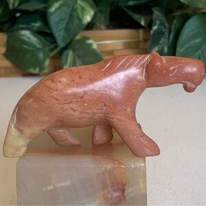 Kisii Soapstone Horse Figurine Hand Carved Stone Pony Carving Animal Figure 3.8"